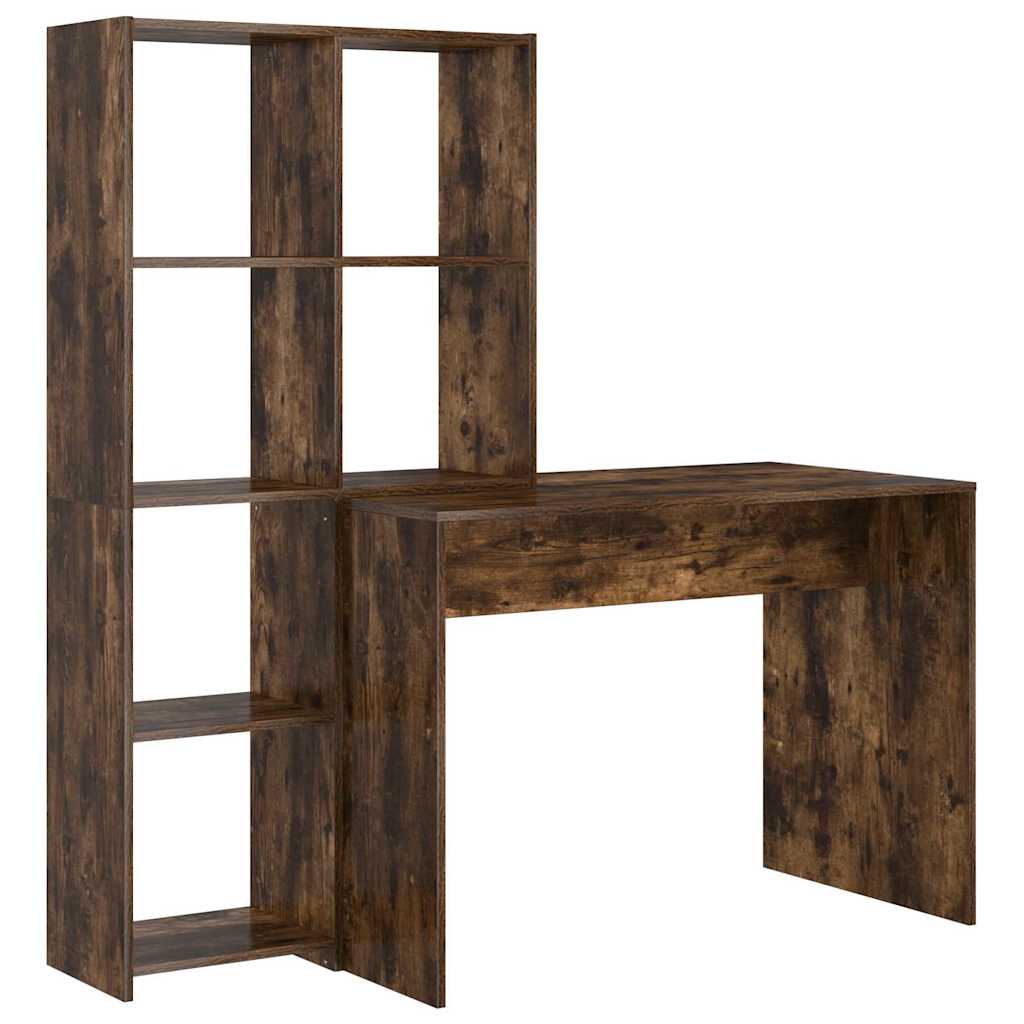 vidaXL Schreibtisch mit Regal Geräucherte Eiche 138,5 x 55 x 143 cm