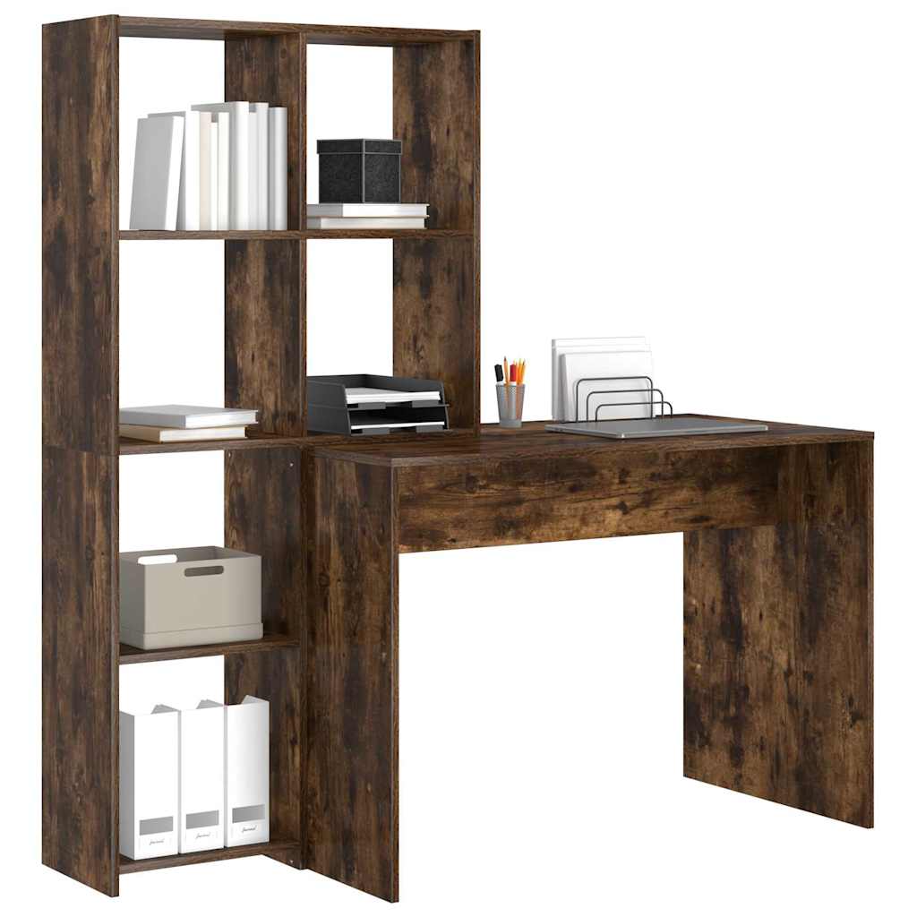 vidaXL Schreibtisch mit Regal Geräucherte Eiche 138,5 x 55 x 143 cm