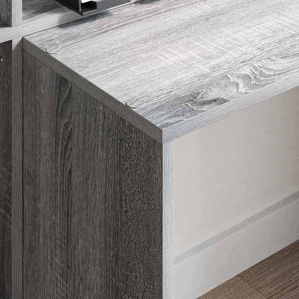 vidaXL Schreibtisch Graues Sonoma 138,5 x 55 x 143 cm Holzwerkstoff