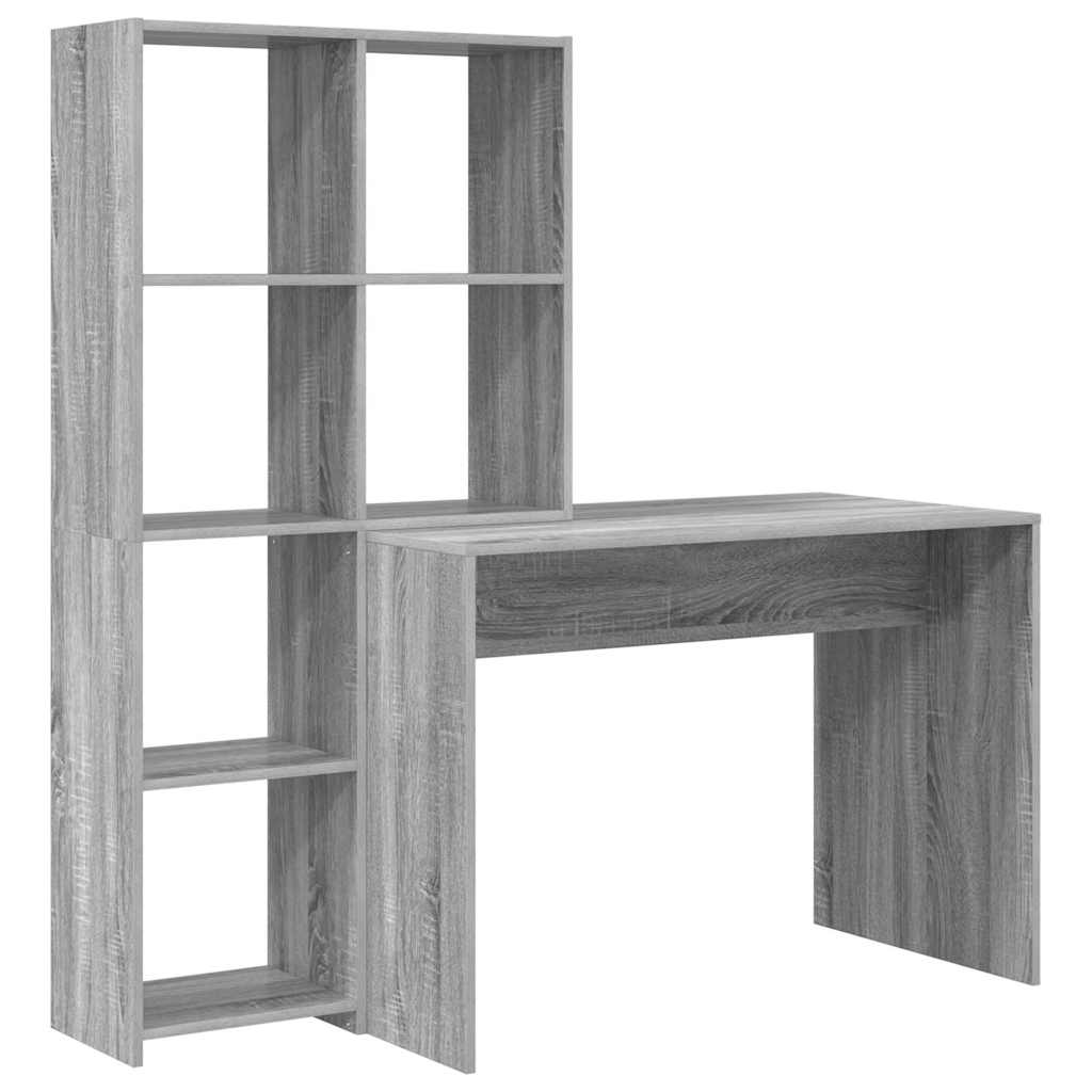vidaXL Schreibtisch Graues Sonoma 138,5 x 55 x 143 cm Holzwerkstoff