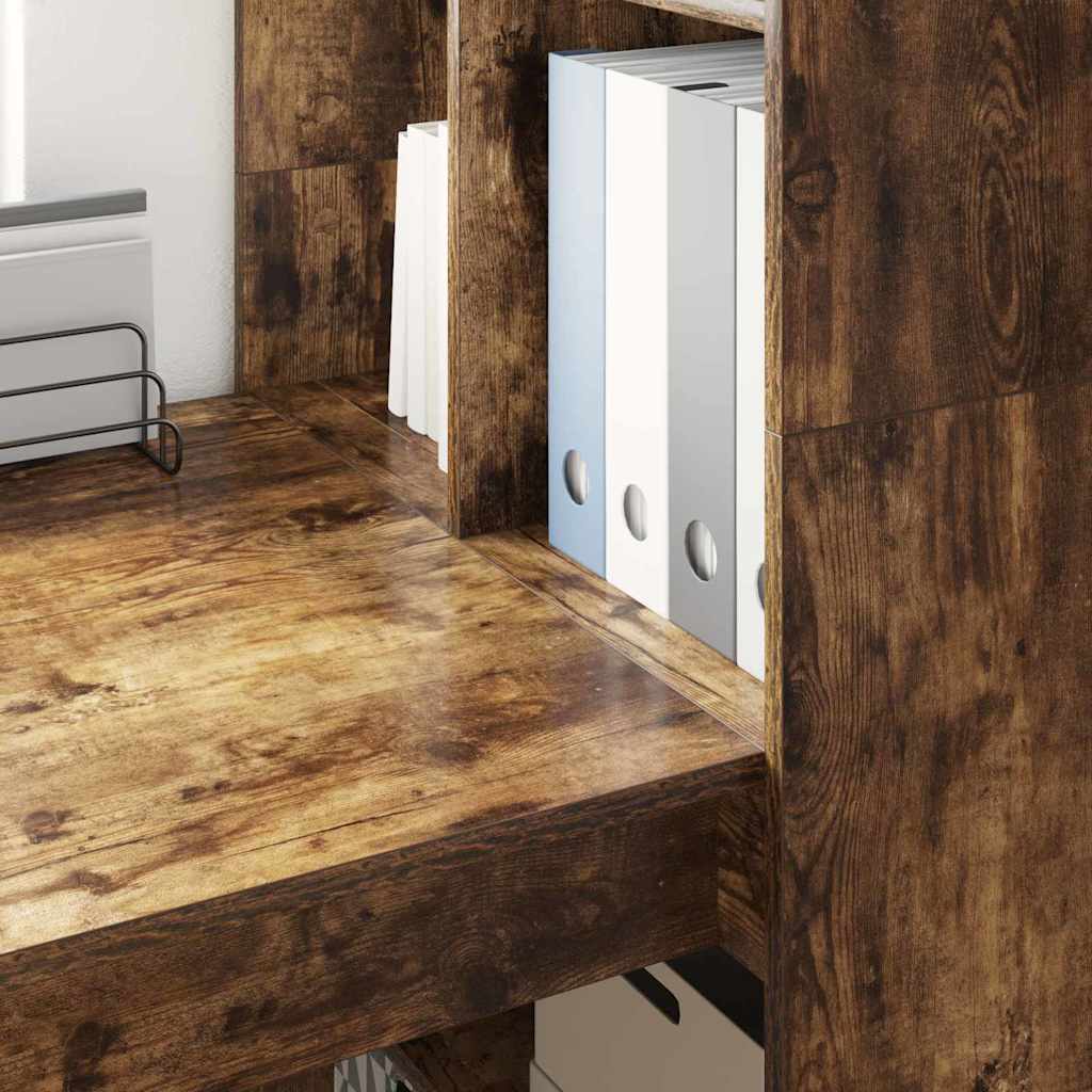 vidaXL Schreibtisch Geräucherte Eiche 122 x 67 x 145 cm Holzwerkstoff