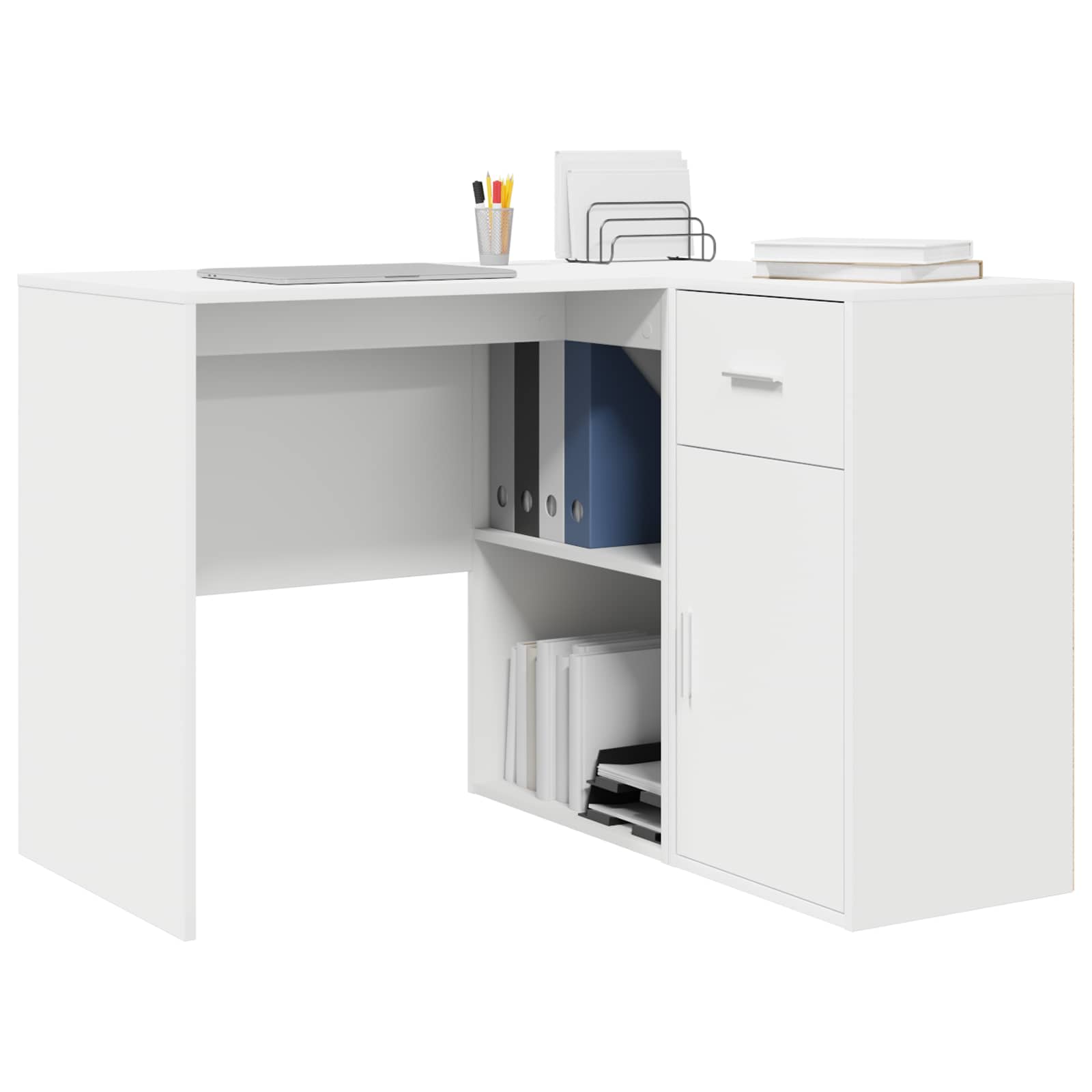 vidaXL Eck-Schreibtisch mit Schubladen Weiß 102 x 88 x 75 cm