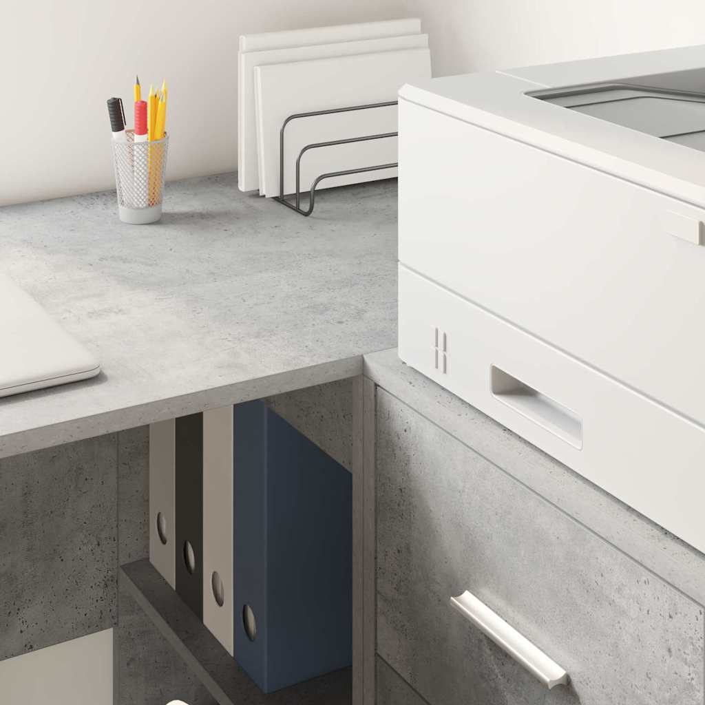 vidaXL Eck-Schreibtisch mit Schubladen Beton Grau 102 x 88 x 75 cm