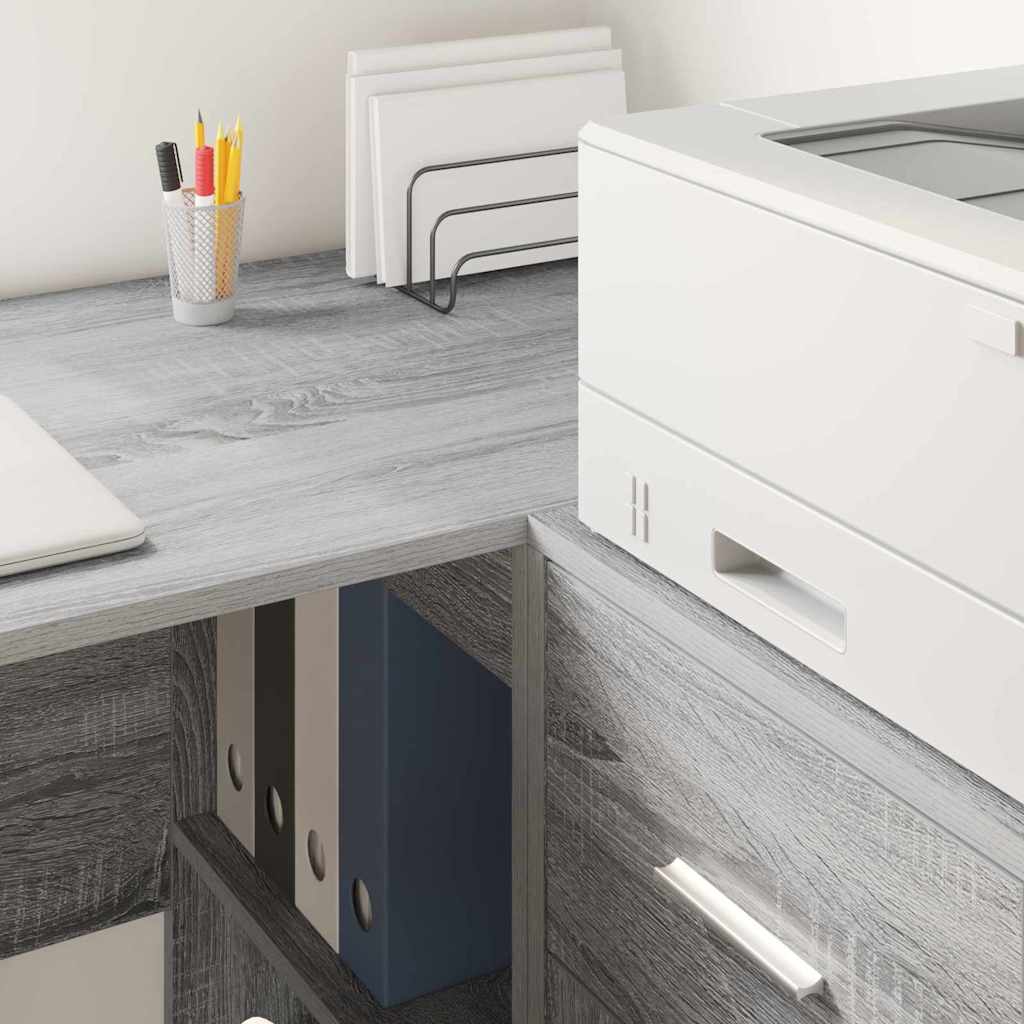 vidaXL Eck-Schreibtisch mit Schubladen Graues Sonoma 102 x 88 x 75 cm