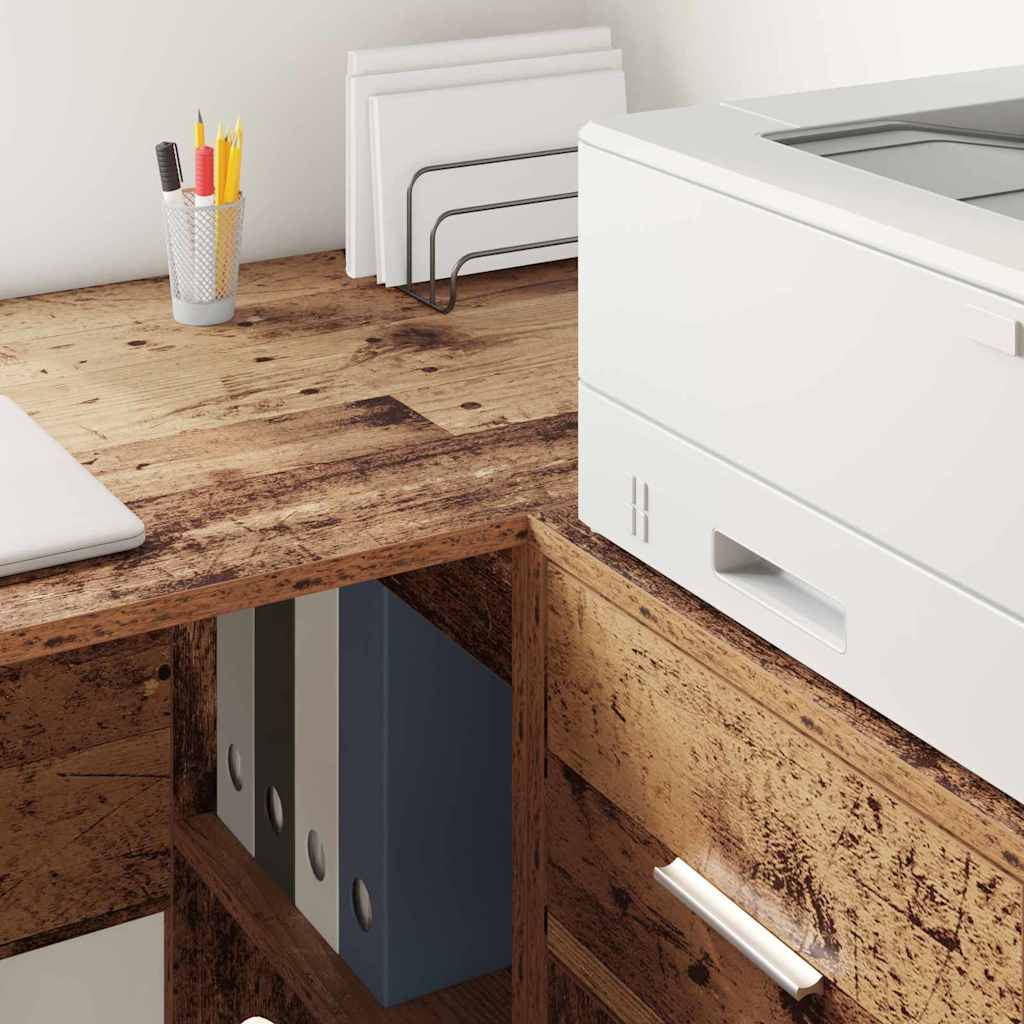 vidaXL Eck-Schreibtisch mit Schubladen Altholz 102 x 88 x 75 cm