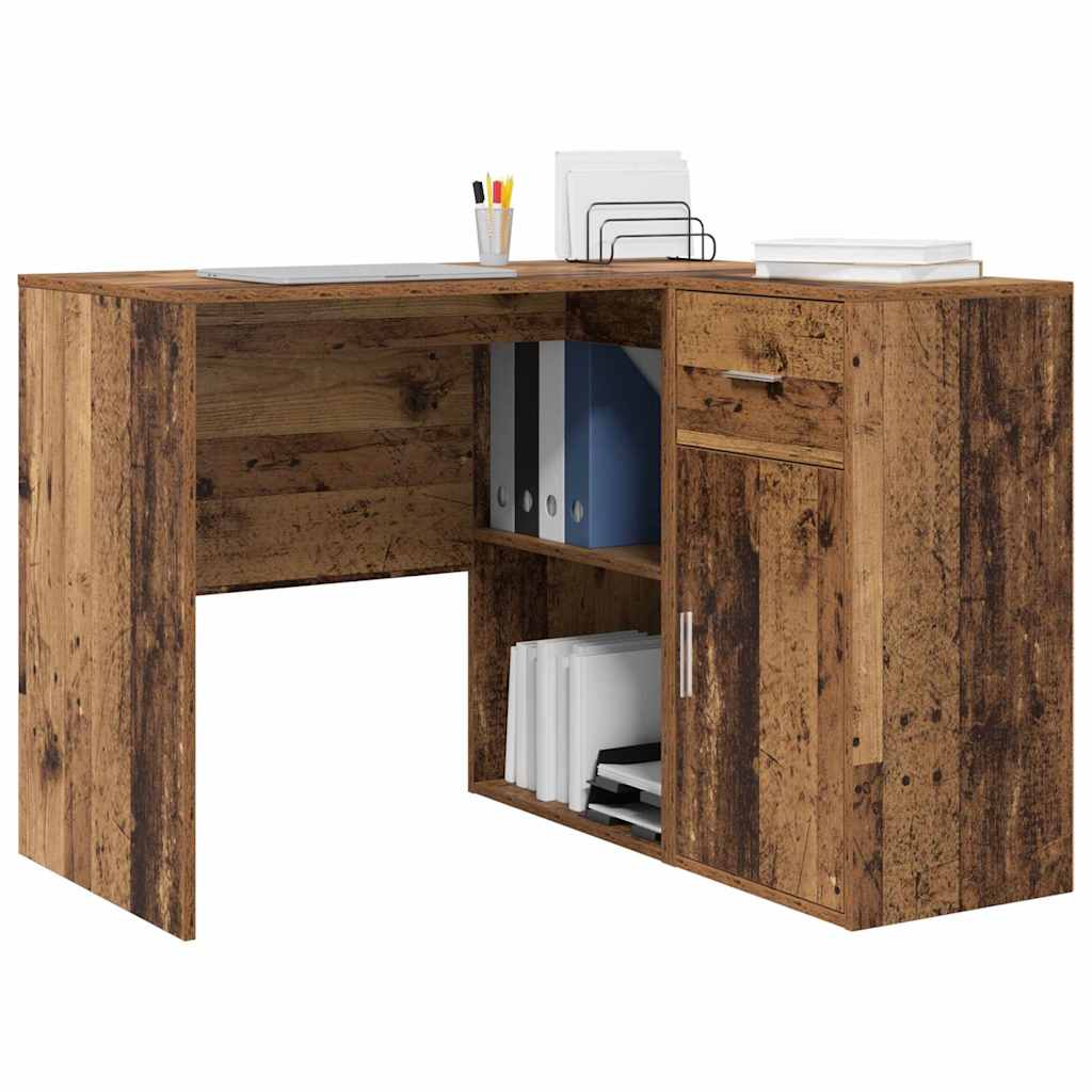 vidaXL Eck-Schreibtisch mit Schubladen Altholz 102 x 88 x 75 cm