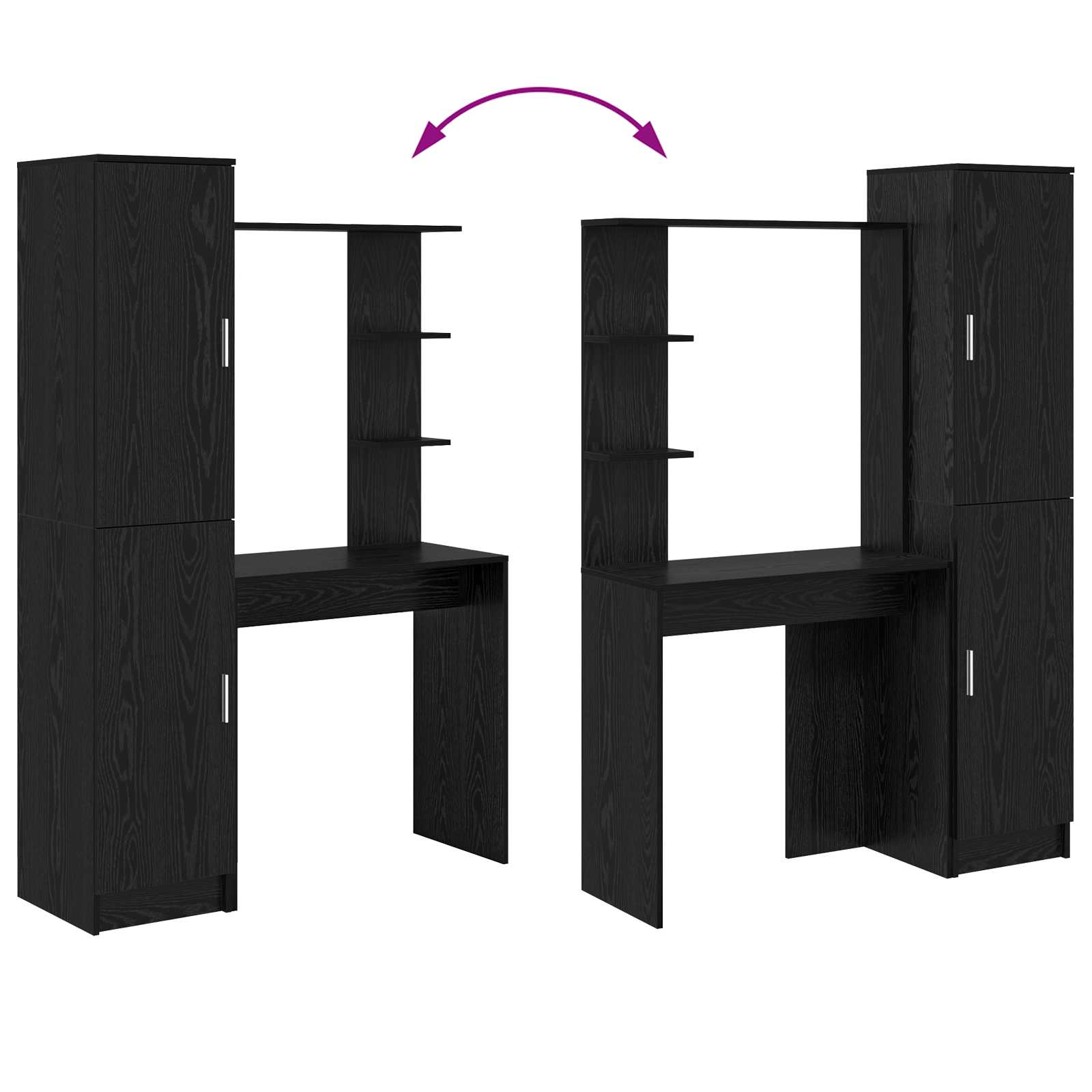 vidaXL Schreibtisch 2 pcs Schwarz Eichen-Optik