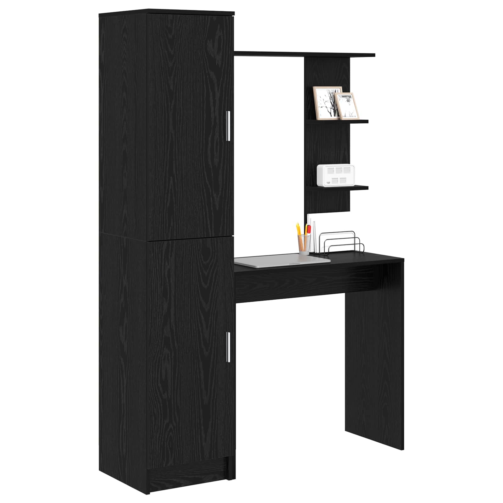 vidaXL Schreibtisch 2 pcs Schwarz Eichen-Optik