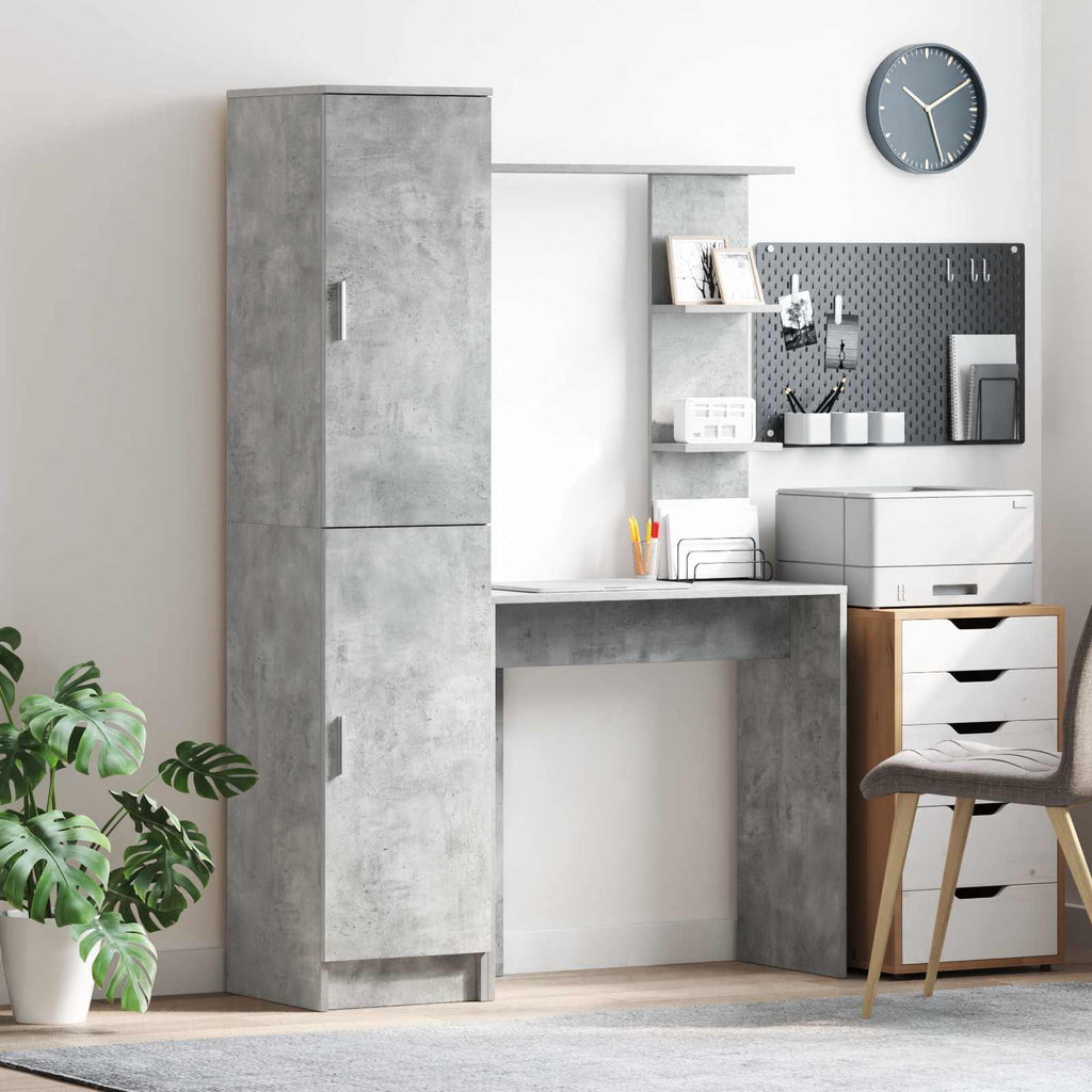vidaXL Schreibtisch 2 pcs Beton Grau