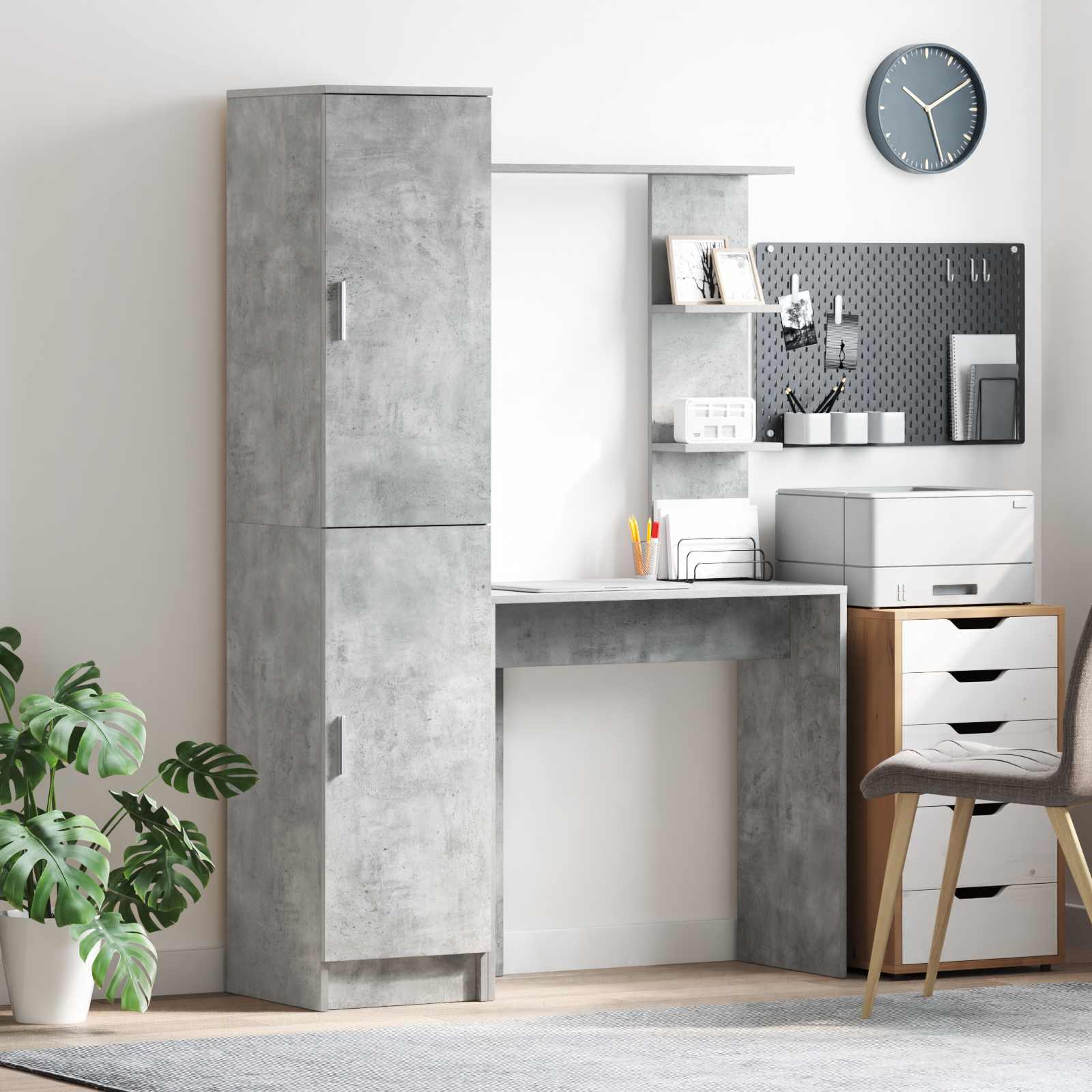 vidaXL Schreibtisch 2 pcs Beton Grau