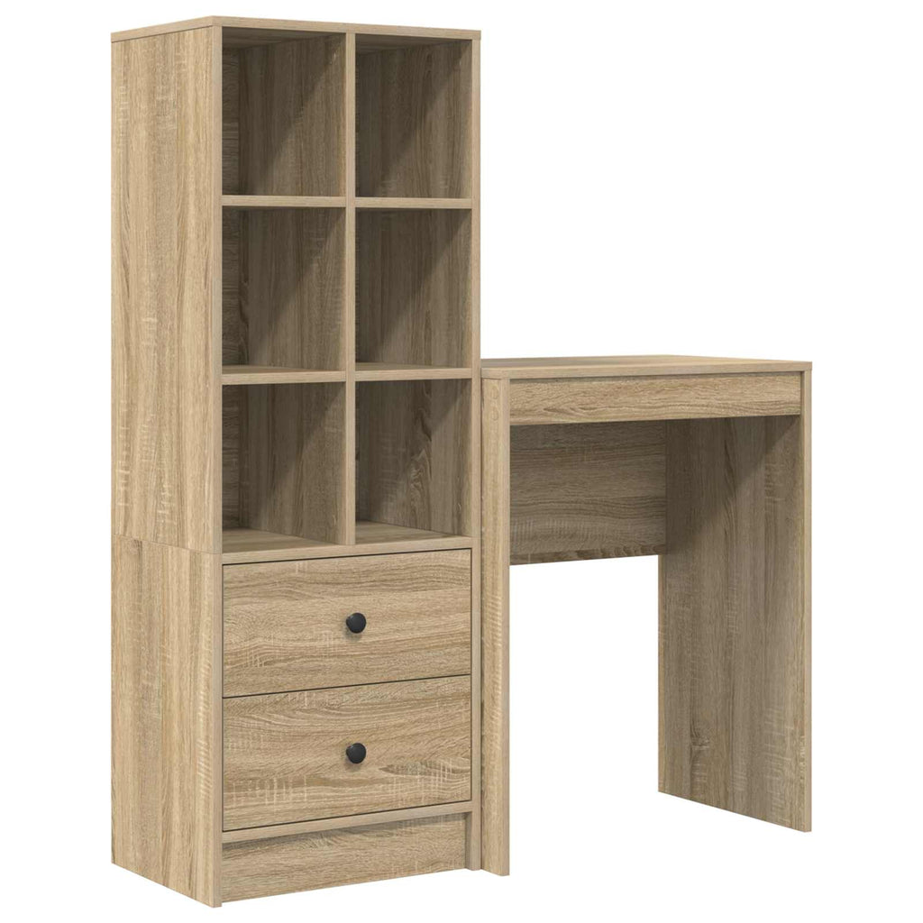 vidaXL Schreibtisch mit Schubladen mit Regal 2 pcs Sonoma-Eiche
