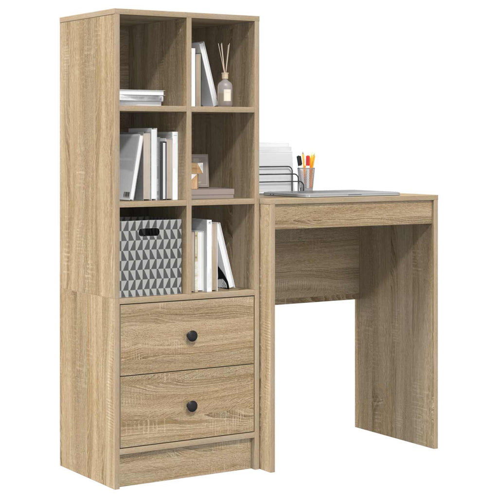 vidaXL Schreibtisch mit Schubladen mit Regal 2 pcs Sonoma-Eiche