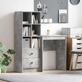 vidaXL Schreibtisch mit Schubladen mit Regal 2 pcs Beton Grau