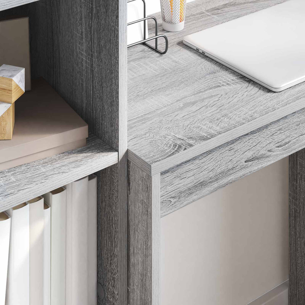 vidaXL Schreibtisch mit Schubladen mit Regal 2 pcs Graues Sonoma