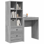 vidaXL Schreibtisch mit Schubladen mit Regal 2 pcs Graues Sonoma