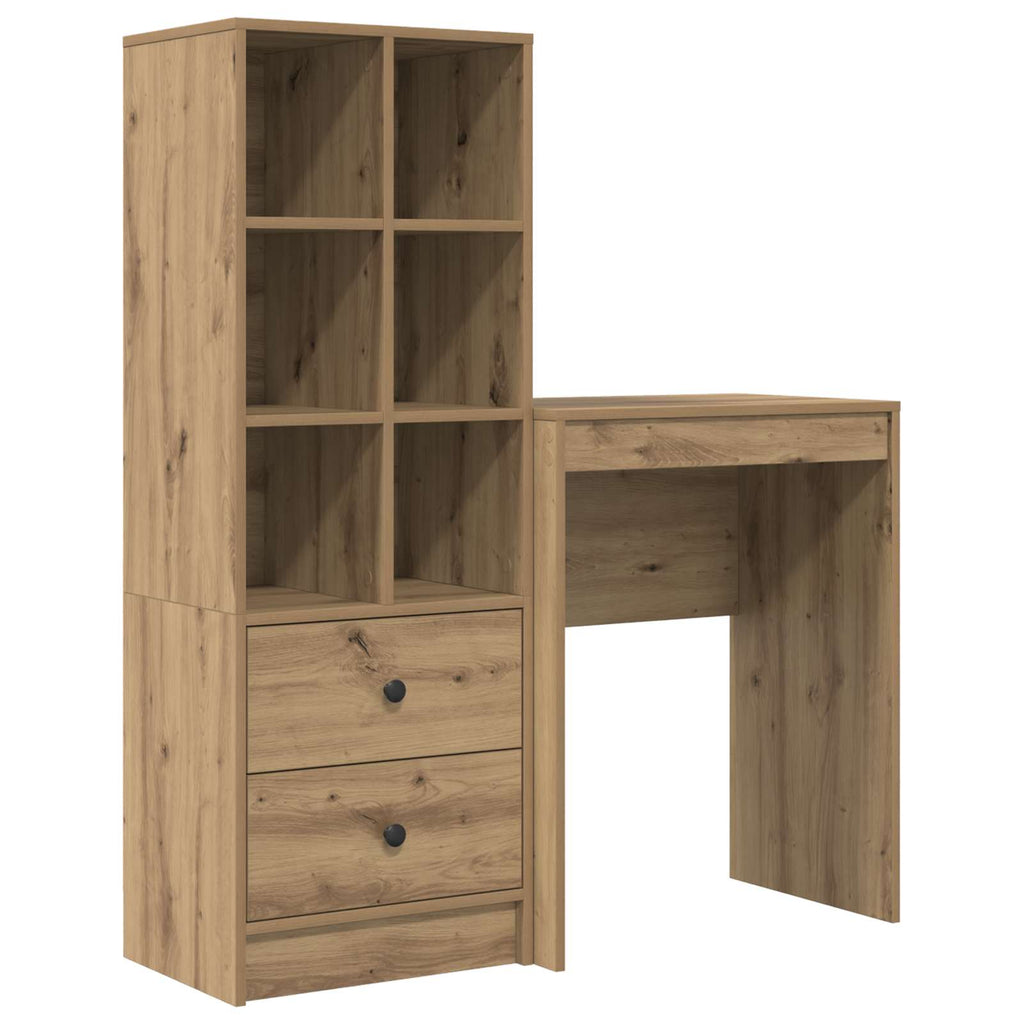 vidaXL Schreibtisch mit Schubladen mit Regal 2 pcs Artisan-Eiche