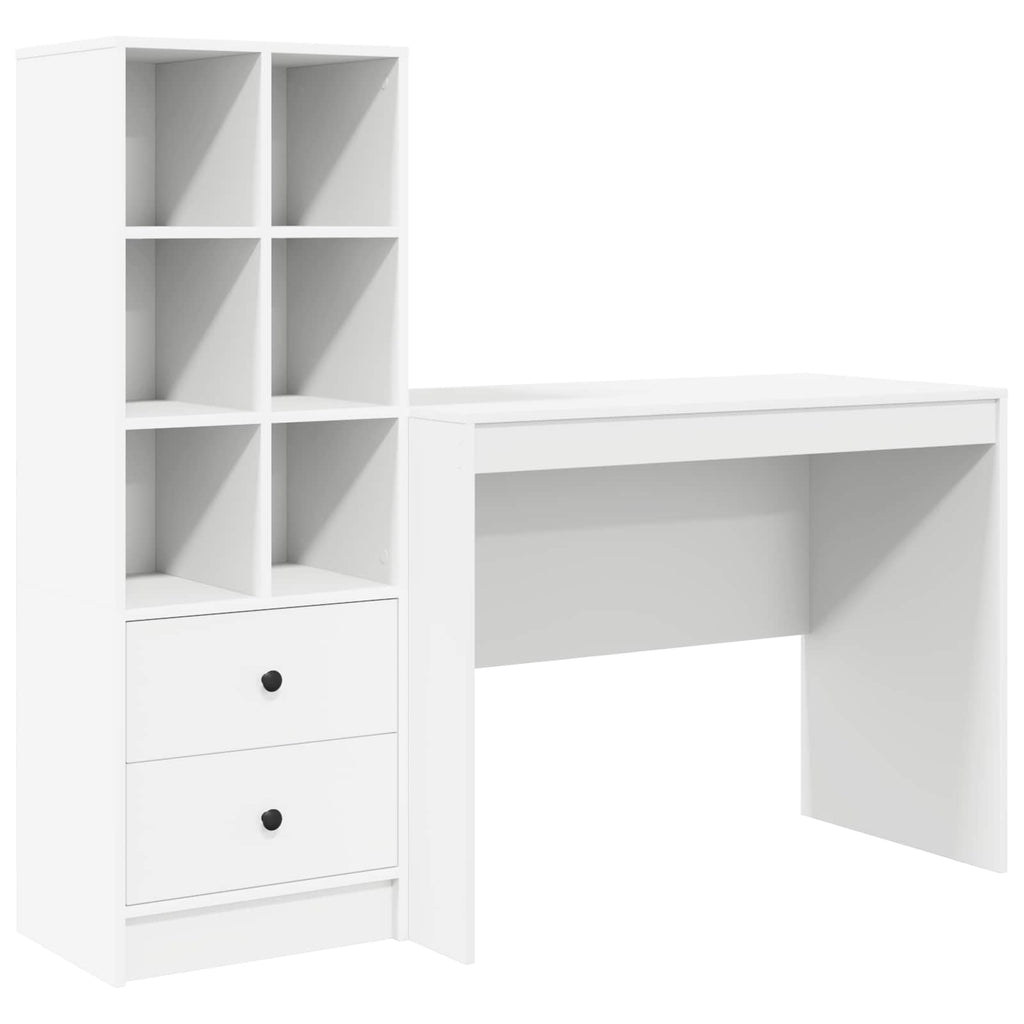 vidaXL Schreibtisch mit Schubladen 2 pcs Weiß