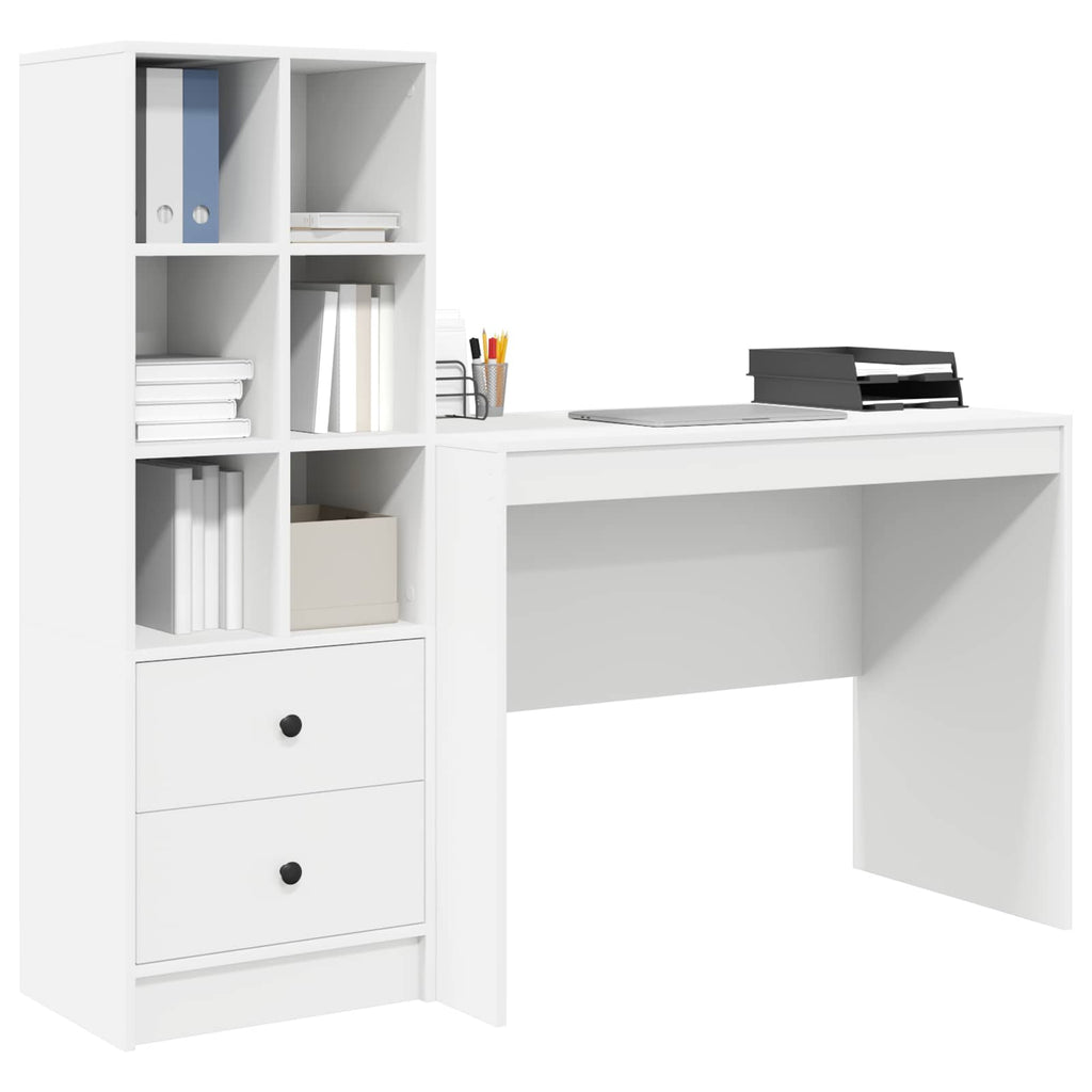 vidaXL Schreibtisch mit Schubladen 2 pcs Weiß