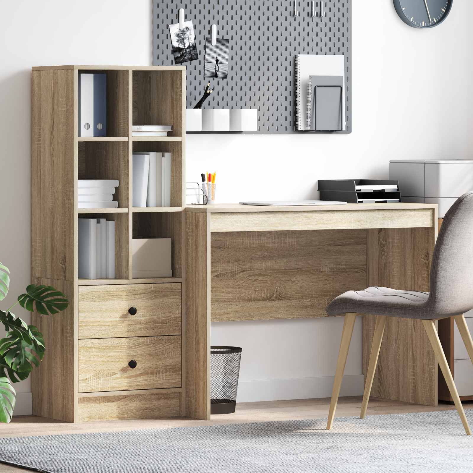 vidaXL Schreibtisch mit Schubladen 2 pcs Sonoma-Eiche