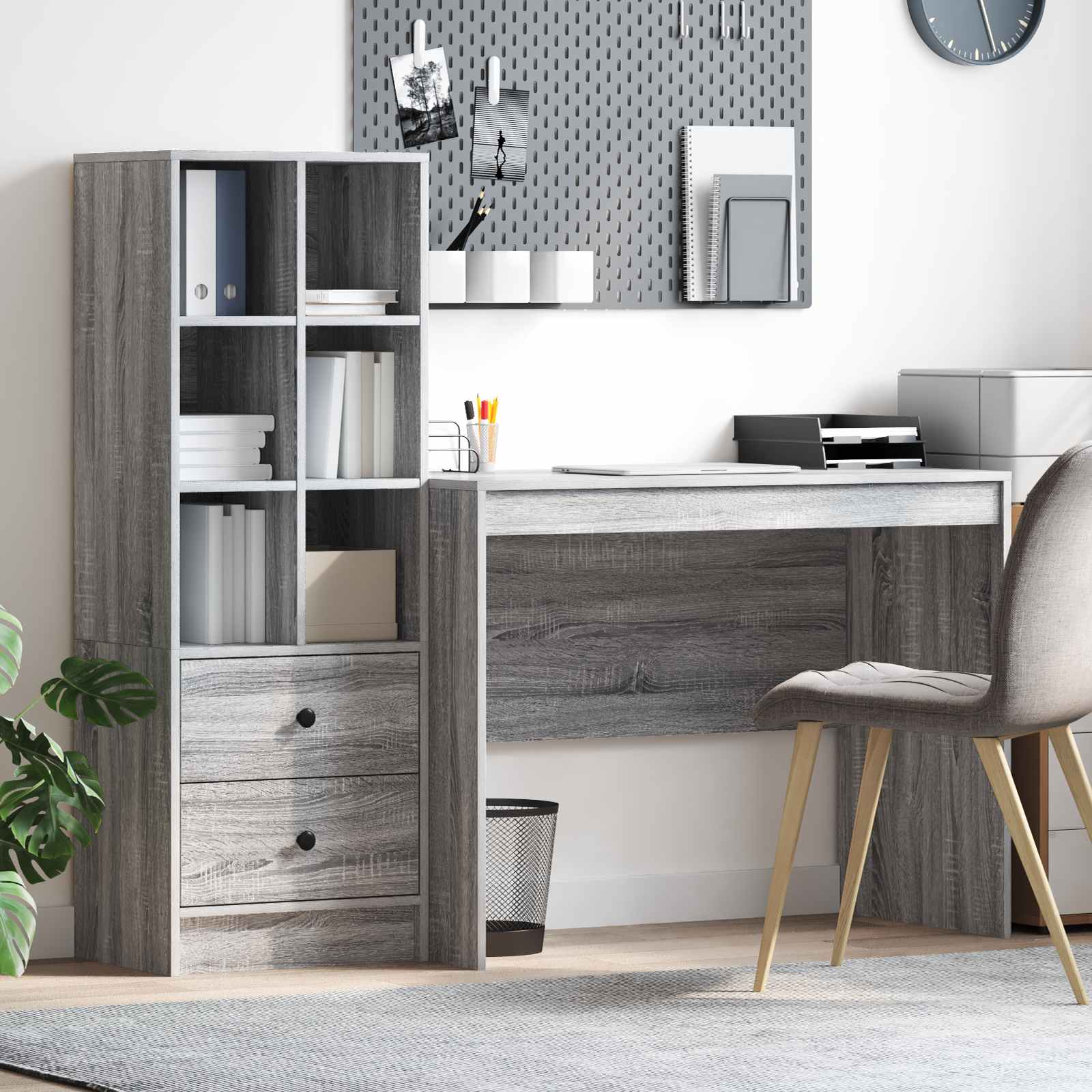 vidaXL Schreibtisch mit Schubladen 2 pcs Graues Sonoma