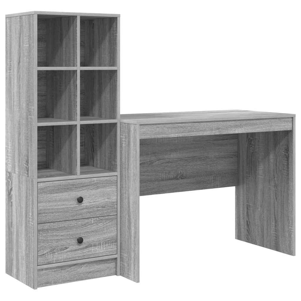vidaXL Schreibtisch mit Schubladen 2 pcs Graues Sonoma