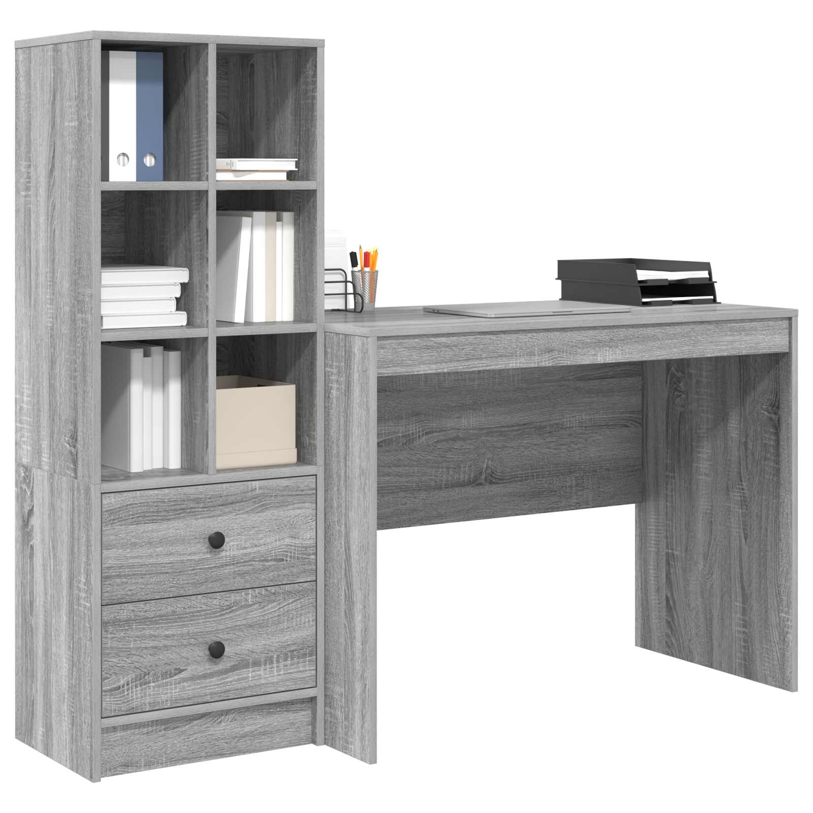 vidaXL Schreibtisch mit Schubladen 2 pcs Graues Sonoma