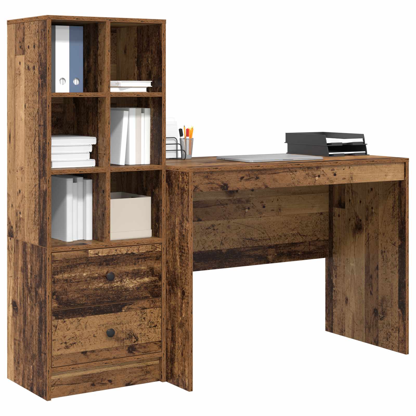 vidaXL Schreibtisch mit Schubladen 2 pcs Altholz