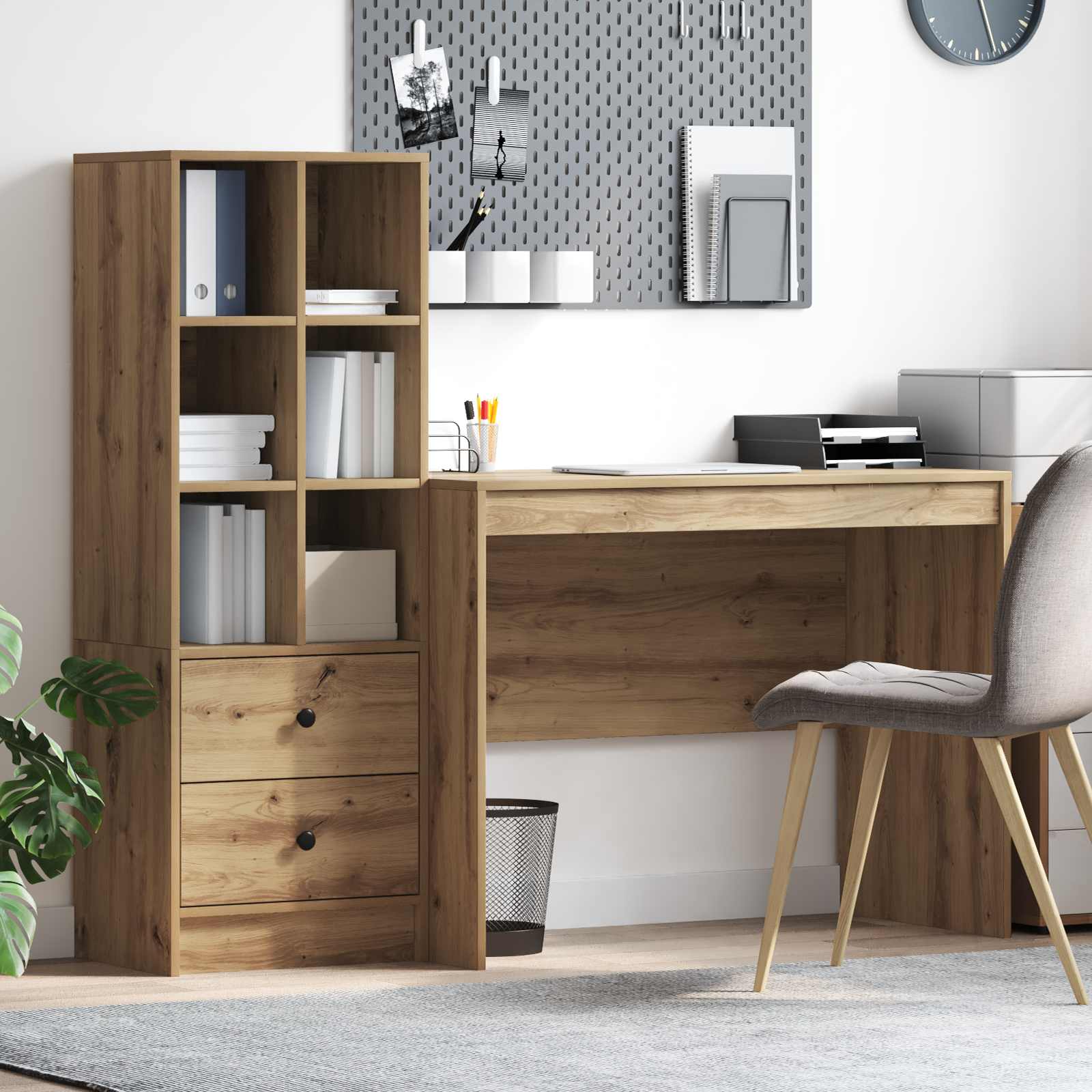 vidaXL Schreibtisch mit Schubladen 2 pcs Artisan-Eiche