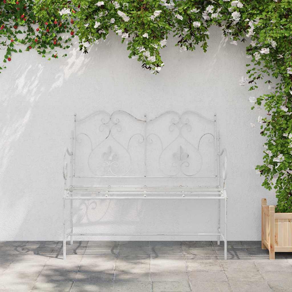 vidaXL Gartenbank Antik Weiß 104 x 54 x 93 cm Stahl