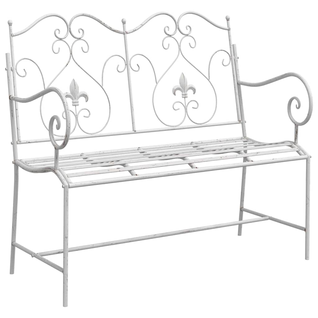 vidaXL Gartenbank Antik Weiß 104 x 54 x 93 cm Stahl