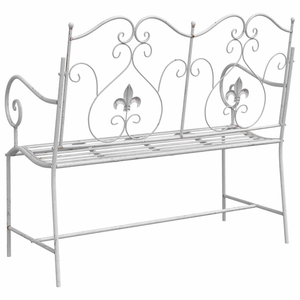 vidaXL Gartenbank Antik Weiß 104 x 54 x 93 cm Stahl