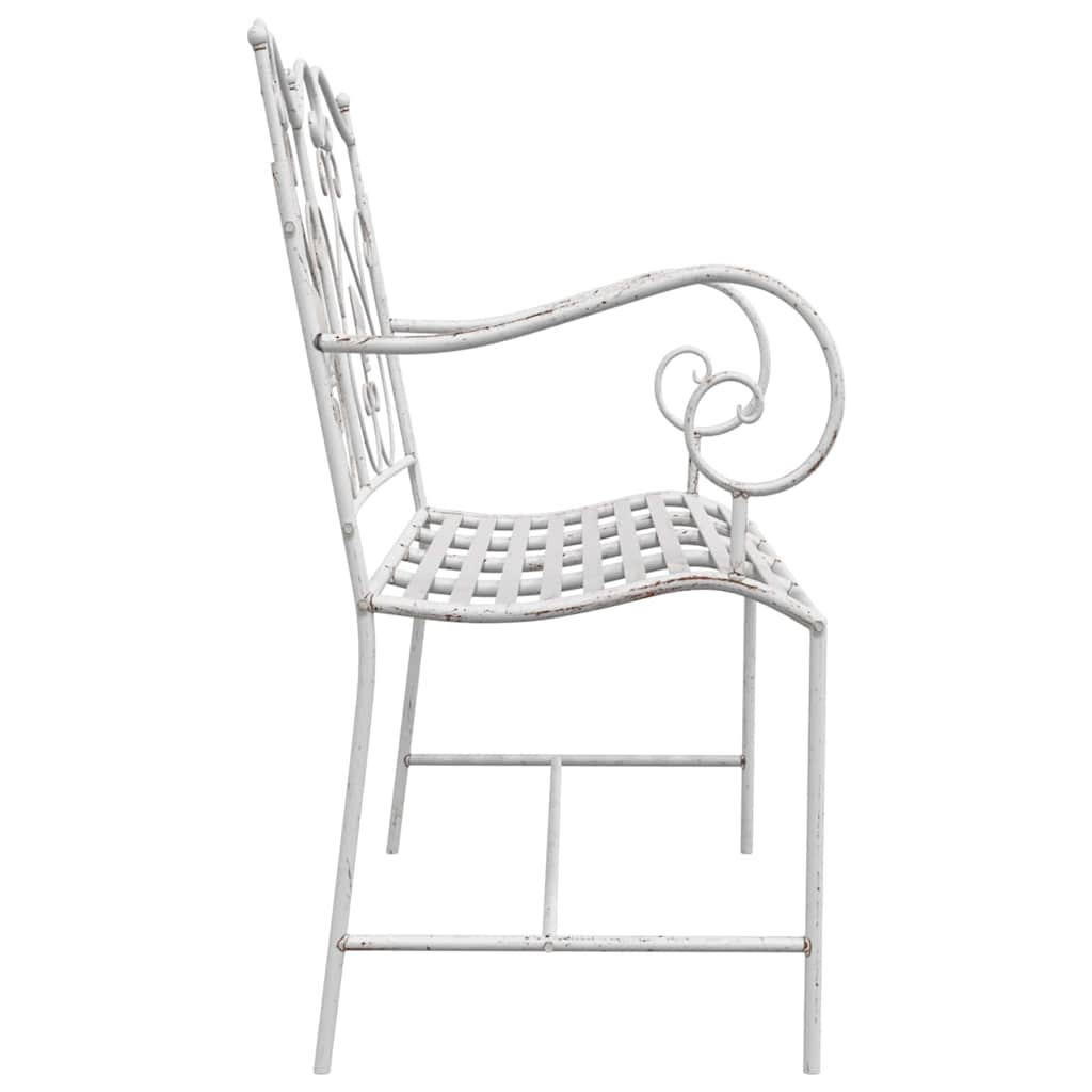 vidaXL Gartenbank Antik Weiß 104 x 54 x 93 cm Stahl