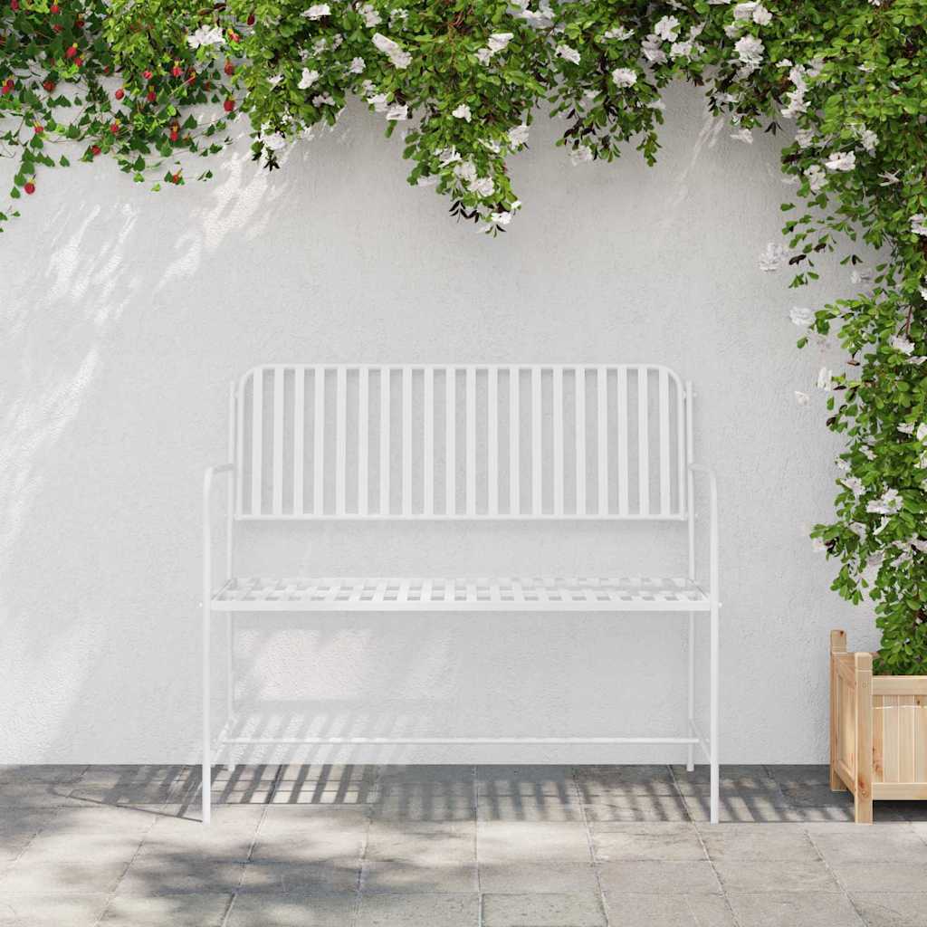 vidaXL Gartenbank Einfarbig Weiß 103,5 x 51,5 x 90 cm Stahl
