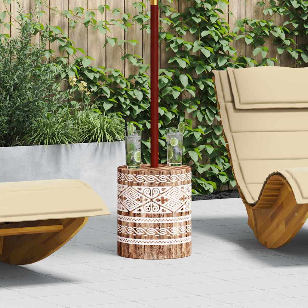 vidaXL Sonnenschirmständer Weiß gewaschen Ø34 x 40 cm Massivholz