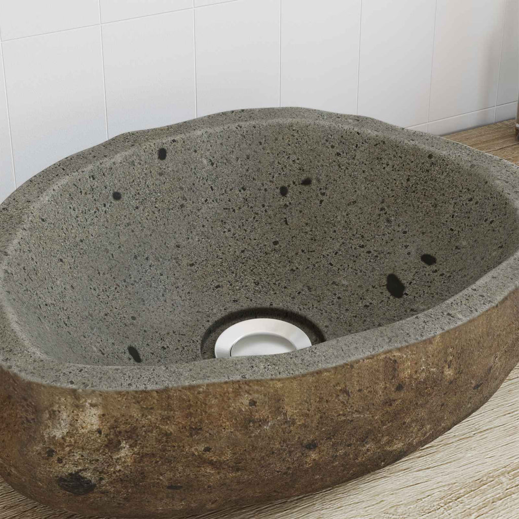 vidaXL Flusssteinwaschbecken Hellgrau (30-37) x (25-30) x 12 cm