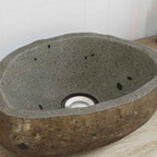 vidaXL Flusssteinwaschbecken Hellgrau (30-37) x (25-30) x 12 cm