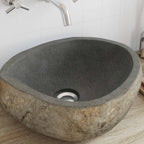vidaXL Flusssteinwaschbecken Hellgrau 45 x 35 x 15 cm Flussstein