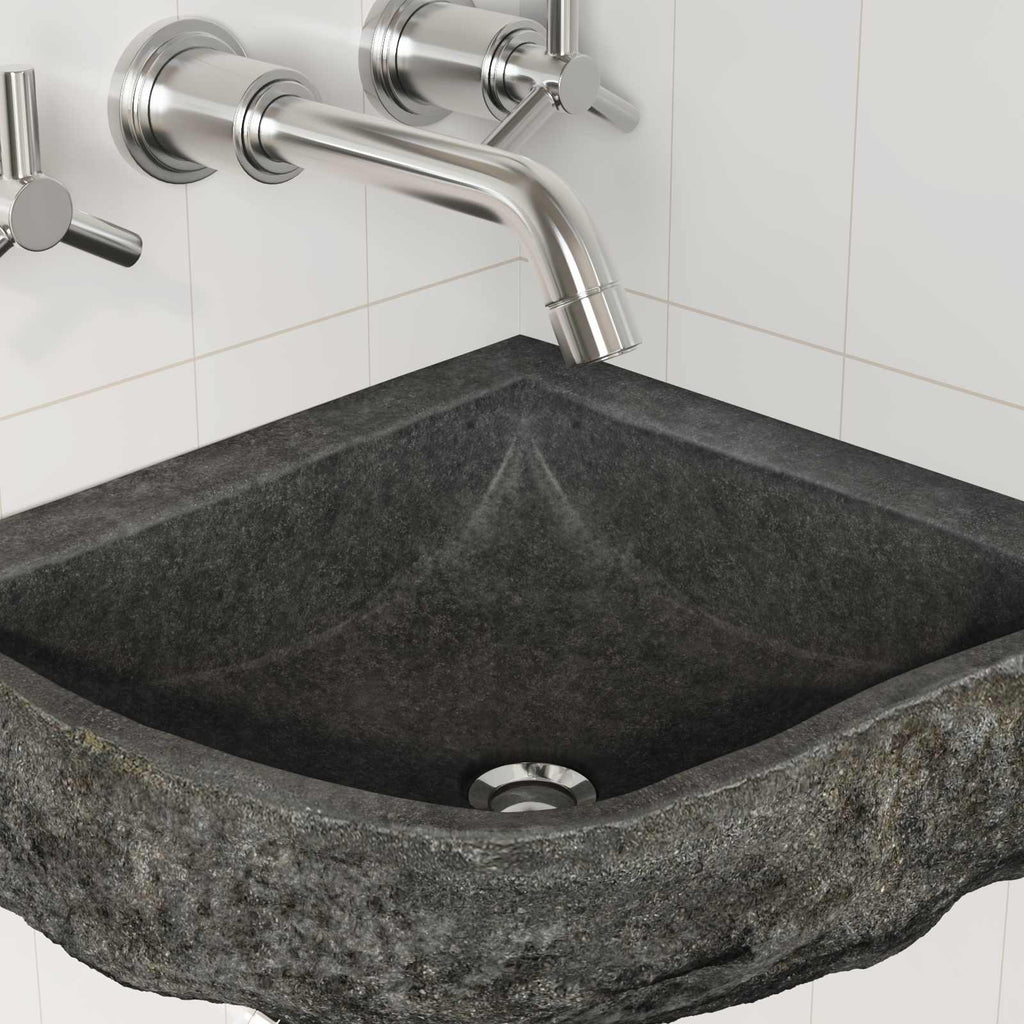 vidaXL Waschbecken Grau (30-37) x (30-37) x 12 cm Flussstein