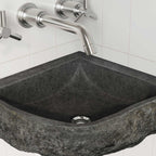 vidaXL Waschbecken Grau (30-37) x (30-37) x 12 cm Flussstein
