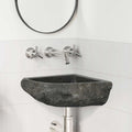 vidaXL Waschbecken Grau (30-37) x (30-37) x 12 cm Flussstein