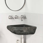 vidaXL Waschbecken Grau (30-37) x (30-37) x 12 cm Flussstein