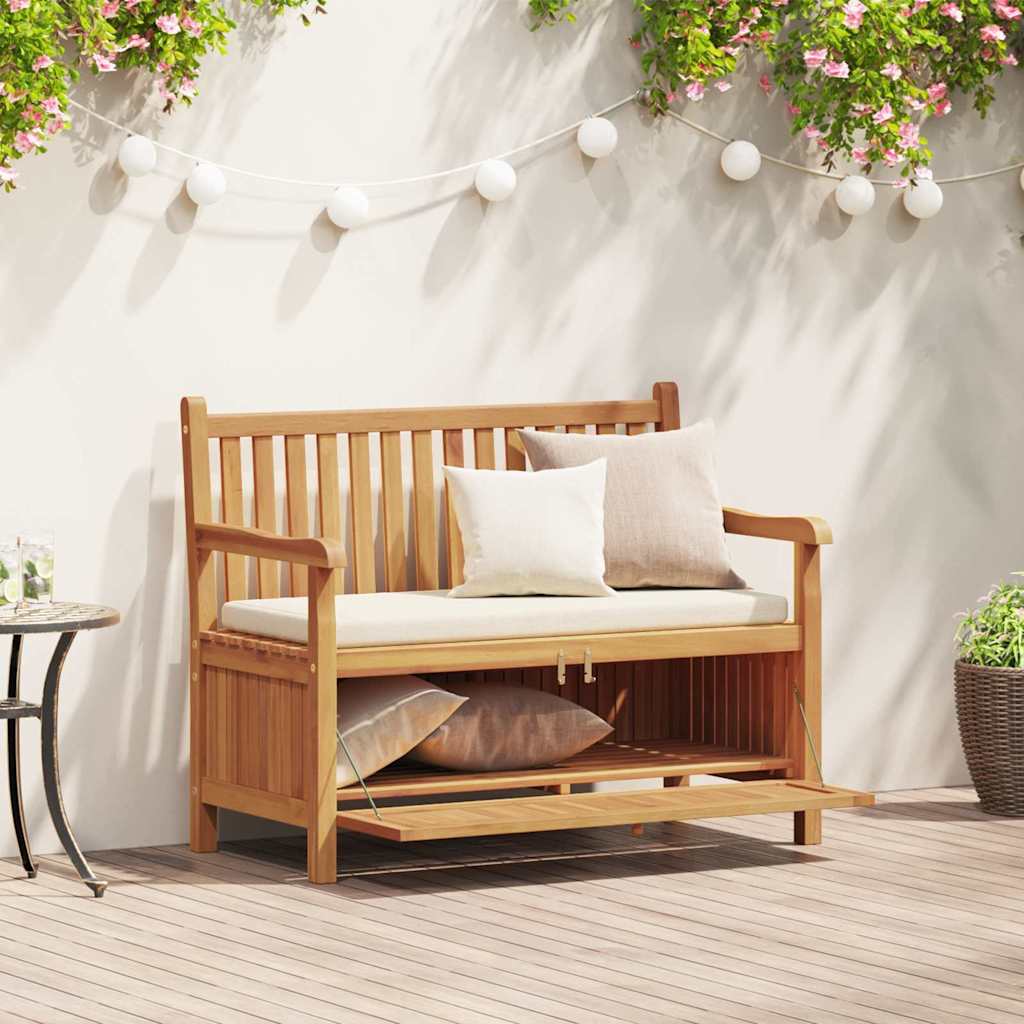 vidaXL Gartenbank mit Speicher 114 x 60 x 90 cm Massivholz Teak