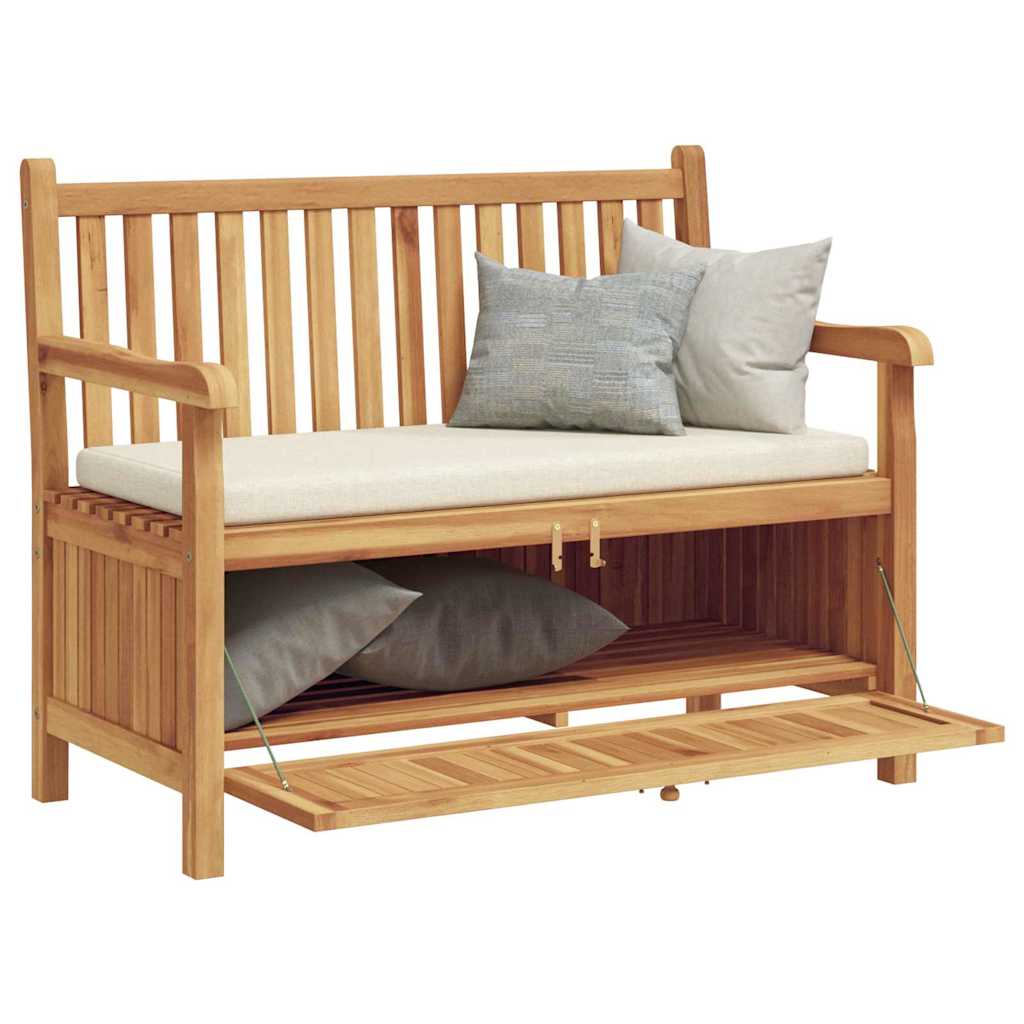 vidaXL Gartenbank mit Speicher 114 x 60 x 90 cm Massivholz Teak