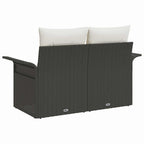 vidaXL Gartensofa mit Kissen Schwarz 141 x 62 x 69cm Poly-Rattan