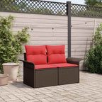 vidaXL Garten-Sofa mit Kissen 141 x 62 x 69 cm Poly-Rattan