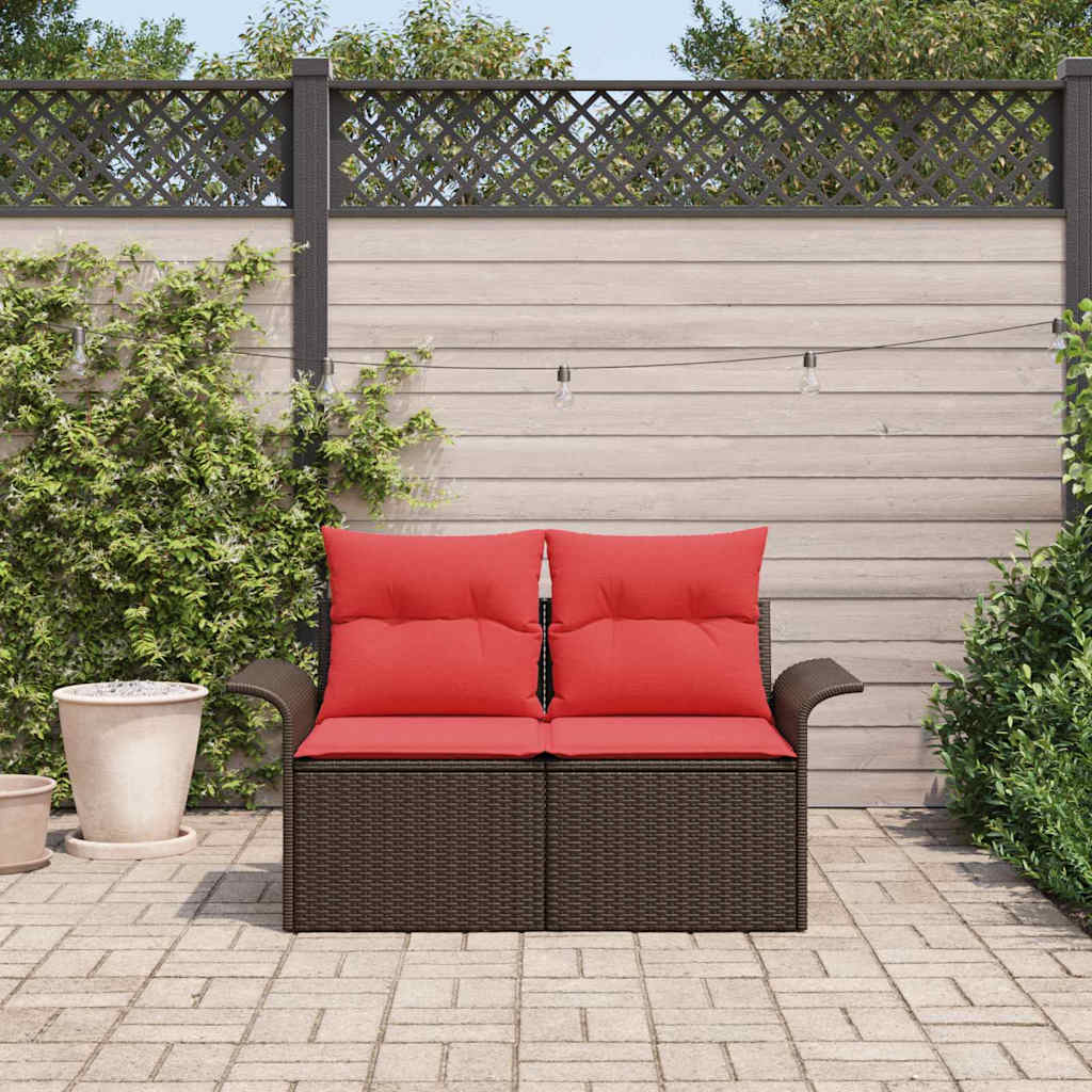 vidaXL Garten-Sofa mit Kissen 141 x 62 x 69 cm Poly-Rattan
