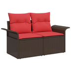 vidaXL Garten-Sofa mit Kissen 141 x 62 x 69 cm Poly-Rattan