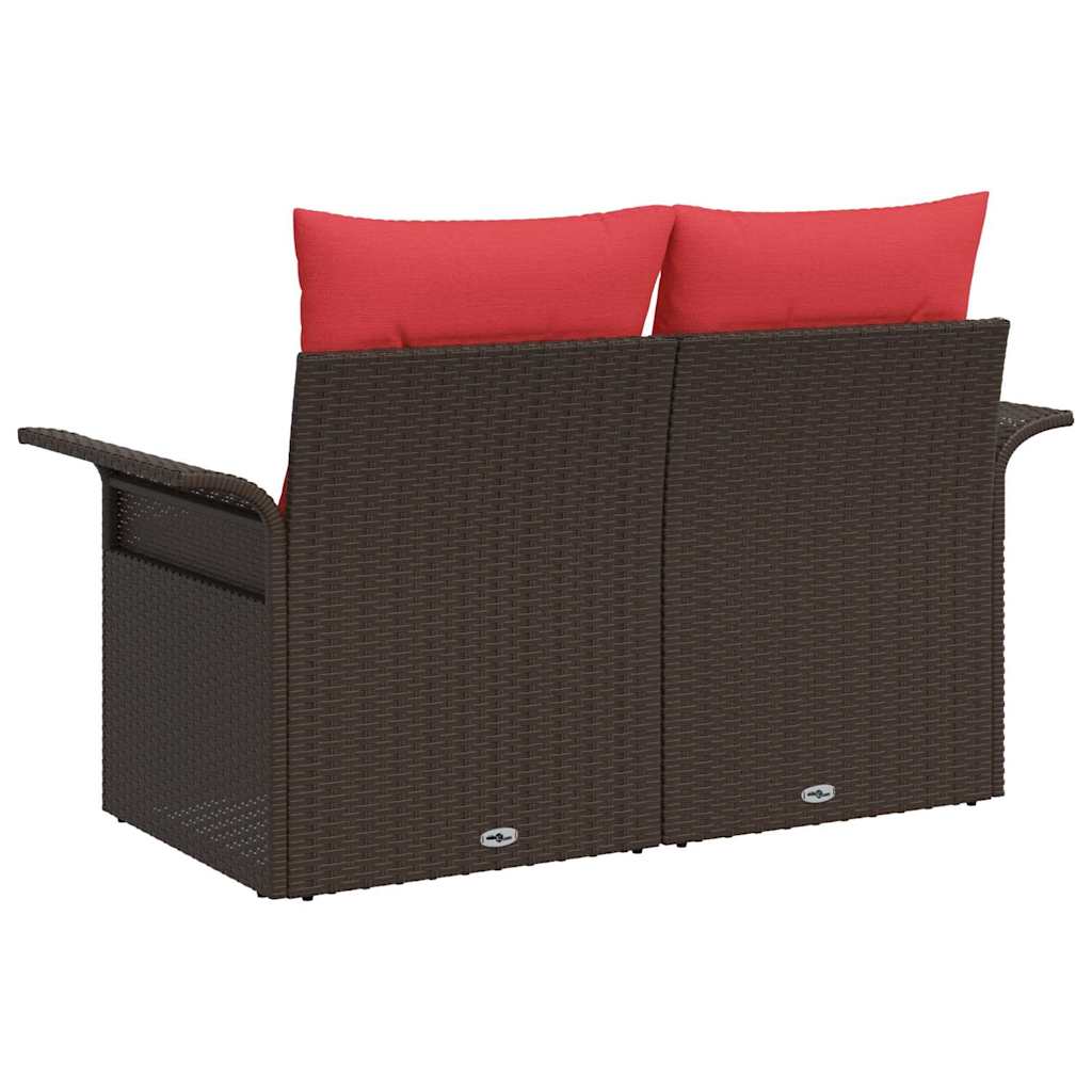 vidaXL Garten-Sofa mit Kissen 141 x 62 x 69 cm Poly-Rattan