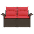 vidaXL Garten-Sofa mit Kissen 141 x 62 x 69 cm Poly-Rattan