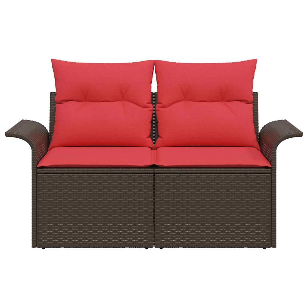 vidaXL Garten-Sofa mit Kissen 141 x 62 x 69 cm Poly-Rattan
